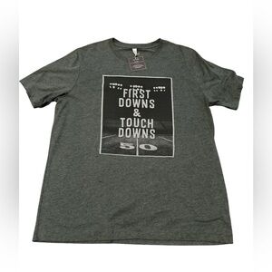 Unisex Gray Graphic Tee - 'First Downs & Touch Downs'- Size XL